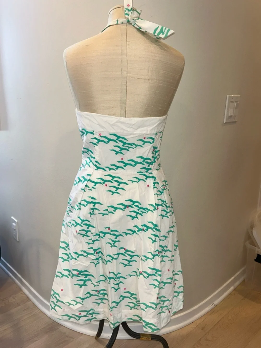Lily Pulitzer Rockabilly Halter Marissa Flock of seagulls Sundress teal/white - Picture 5 of 14